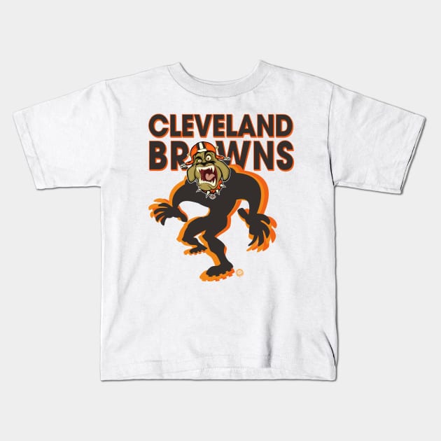 Cleveland Browns BullDawg Whoosh Growler Kids T-Shirt by Goin Ape Studios